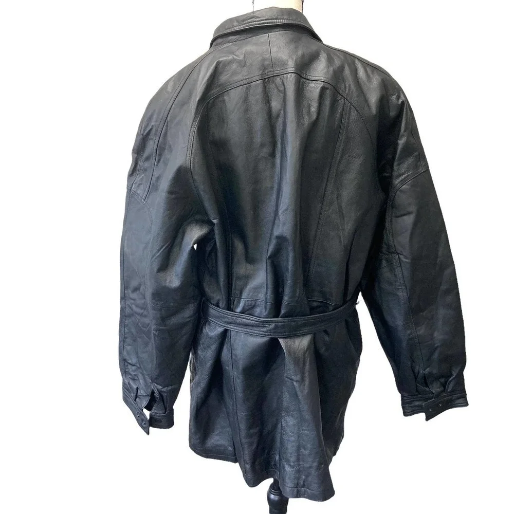 Wilda genuine leather belted jacket